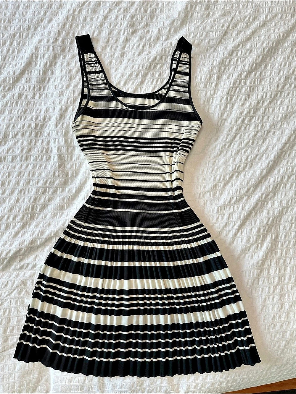 Striped Mini Tennis Dress in Black & White
